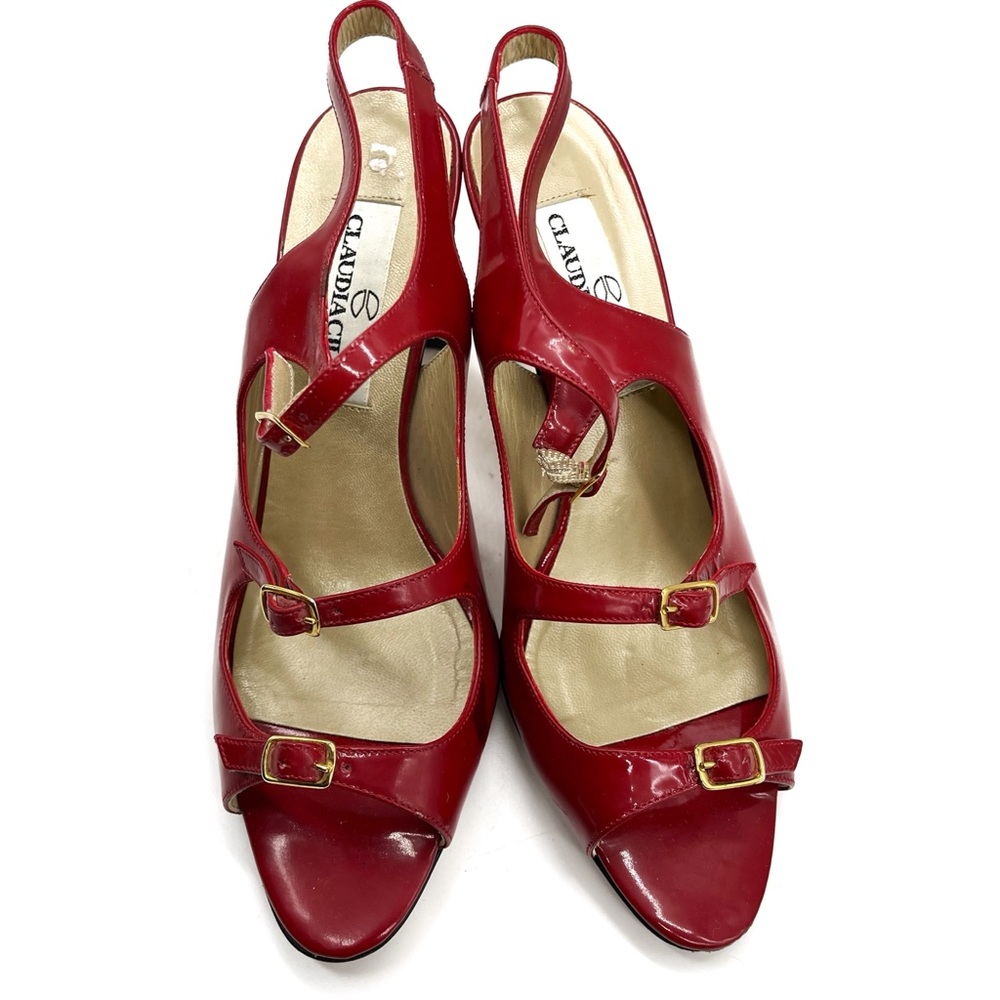 Claudia Ciuti 8 M Leather Sole Made In Italy 3” Heel Red Patent Leathe